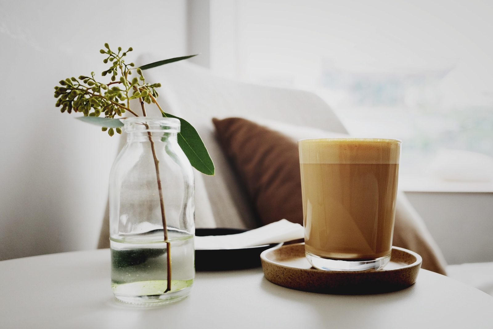 coffee on nightstand